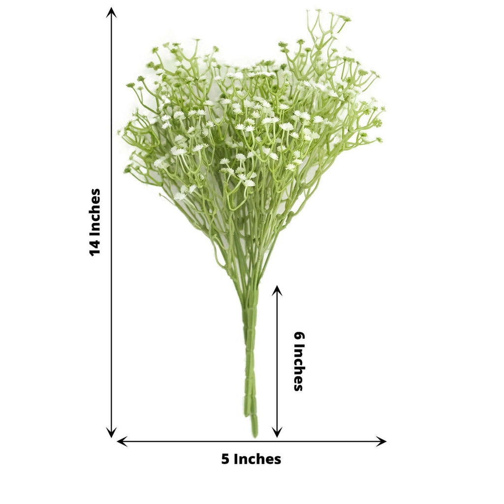 3 Bushes White 14" Artificial Babyâ€™s Breath Gypsophila Flower Arrangements, Real Touch Indoor Faux Floral Bouquets - Bell Racket Store