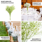 3 Bushes White 14" Artificial Babyâ€™s Breath Gypsophila Flower Arrangements, Real Touch Indoor Faux Floral Bouquets - Bell Racket Store