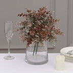 3 Pack 13" Frosted Green Red Artificial Farmhouse Eucalyptus Leaf Stems, Plastic Foliage Plants - Bell Racket Store