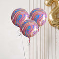 3 Pack 13" Purple Gold Marble Orbz Foil Balloons, 4D Sphere Mylar Balloons