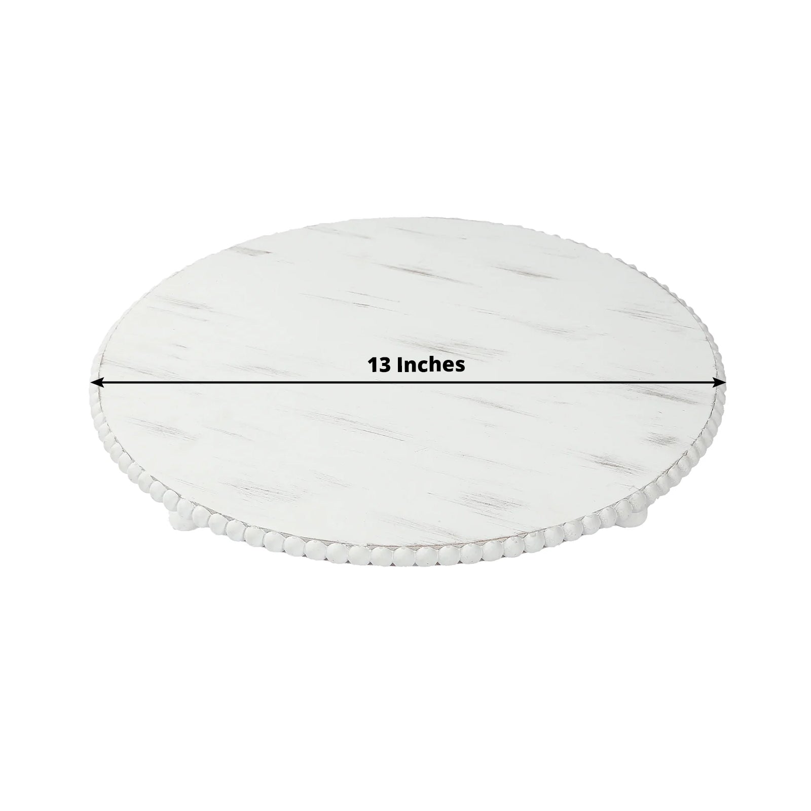 3 - Pack 13" Rustic Wooden Charger Plates â€“ Antique White Beaded Risers for Centerpieces, Cakes - Bell Racket Store