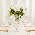 3 Pack 13" White Real Touch Silk Rose Bud Flower Bridal Bouquets, Artificial Floral Bush Arrangements