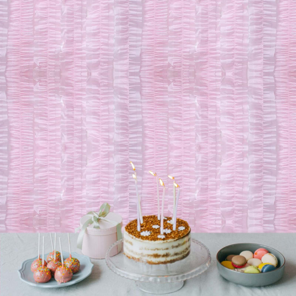3 Pack 28ft Blush Ruffled Paper Streamer Rolls, Crepe Tissue Party Decorations