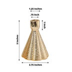 3 - Pack Ceramic Taper Candle Holders Ribbed Cone Shaped Design Metallic Gold - Candlestick Stands for Decor 5" - Bell Racket Store