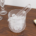 3 - Pack Clear Plastic Small Ice Buckets with Handle & Tongs in Crystal - Cut Design 5"x5" - Bell Racket Store