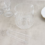 3 - Pack Clear Plastic Small Ice Buckets with Handle & Tongs in Crystal - Cut Design 5"x5" - Bell Racket Store