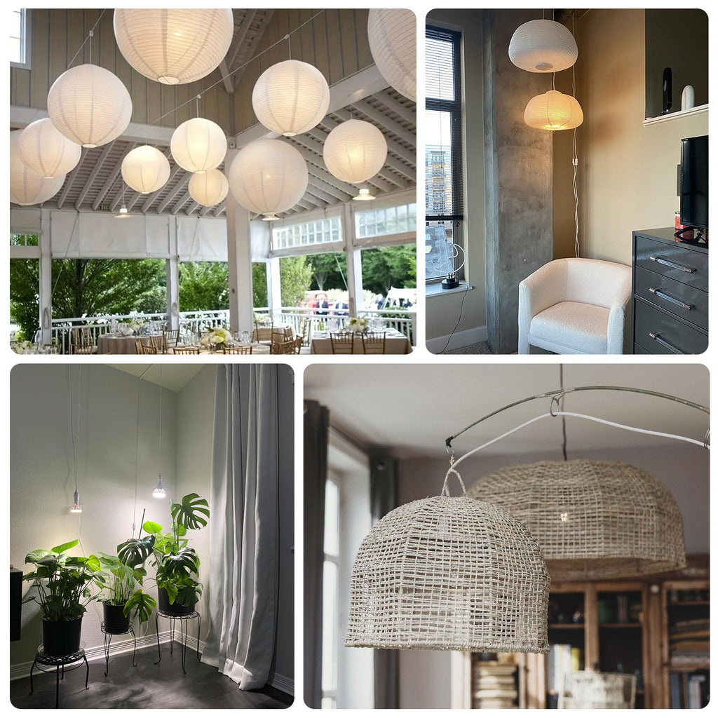 3 Pack E27 Light Socket with 6ft Plug - in Cord, On/Off Switch, 150W Max, US Plug, White â€“ Ideal for Pendant Lights, Workspaces, Kitchen, and Home Lighting - Bell Racket Store