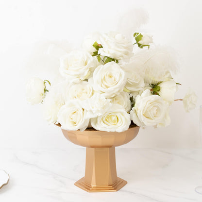 3 Pack Gold Roman Footed Compote Vases, 10"x7" Plastic Pedestal Flower Bowls for Table Centerpieces & Floral Displays - Bell Racket Store