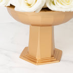 3 Pack Gold Roman Footed Compote Vases, 10"x7" Plastic Pedestal Flower Bowls for Table Centerpieces & Floral Displays - Bell Racket Store