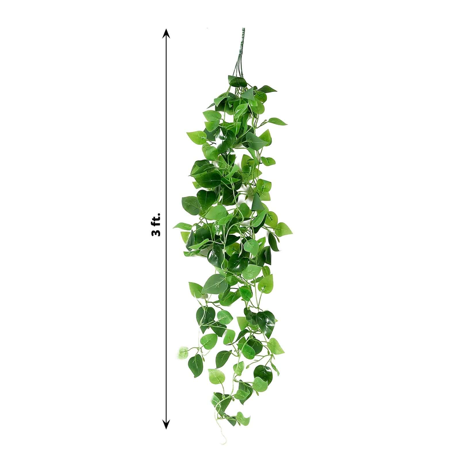 3 Pack Green Pothos Artificial Ivy Vine Hanging Plants, Fake Foliage Silk Leaves Garland - 3ft - Bell Racket Store