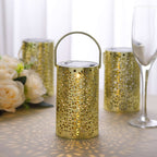 3 - Pack LED Decorative Hanging Lanterns Flower Design Gold - Battery Operated Lights 3"x5" - Bell Racket Store