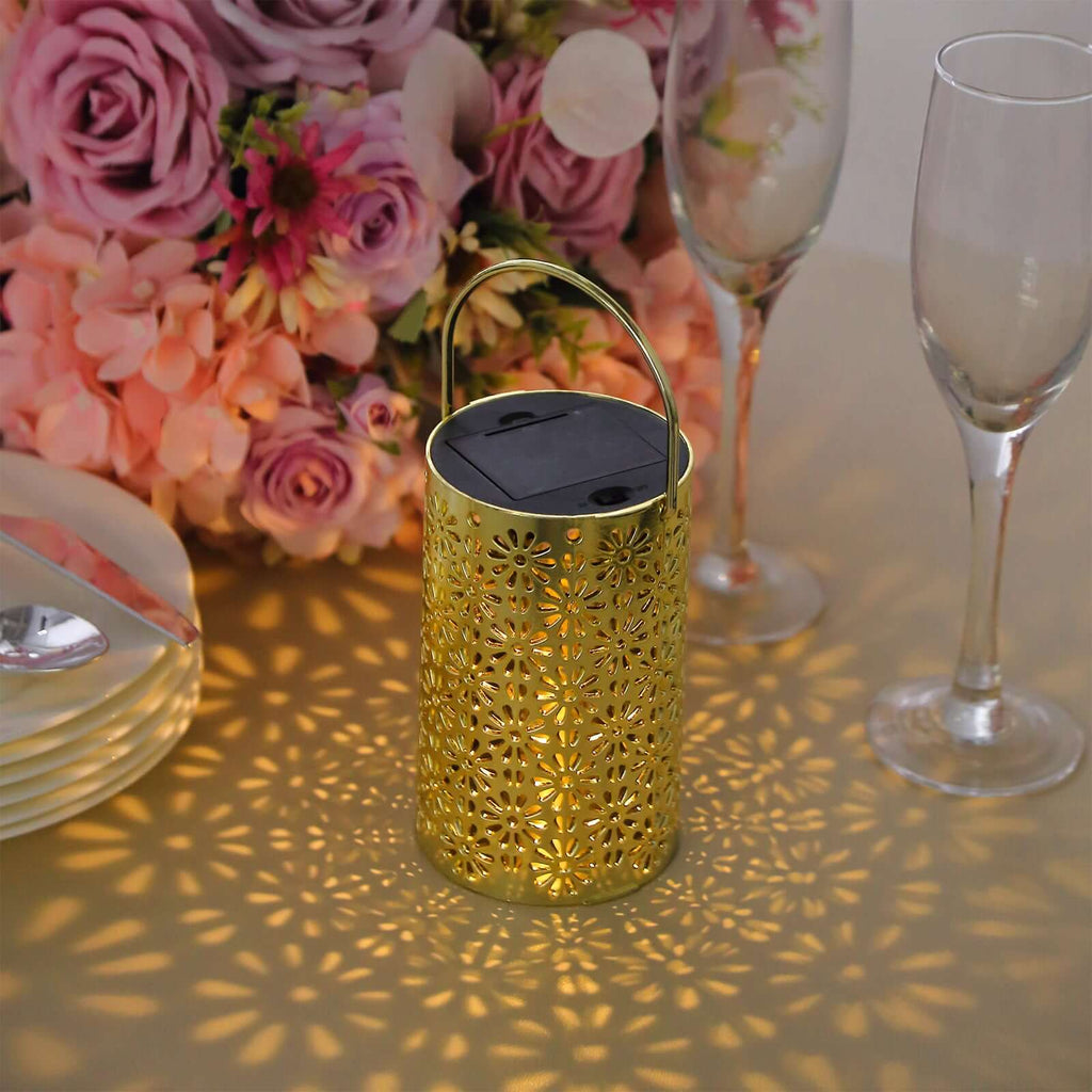 3 - Pack LED Decorative Hanging Lanterns Flower Design Gold - Battery Operated Lights 3"x5" - Bell Racket Store