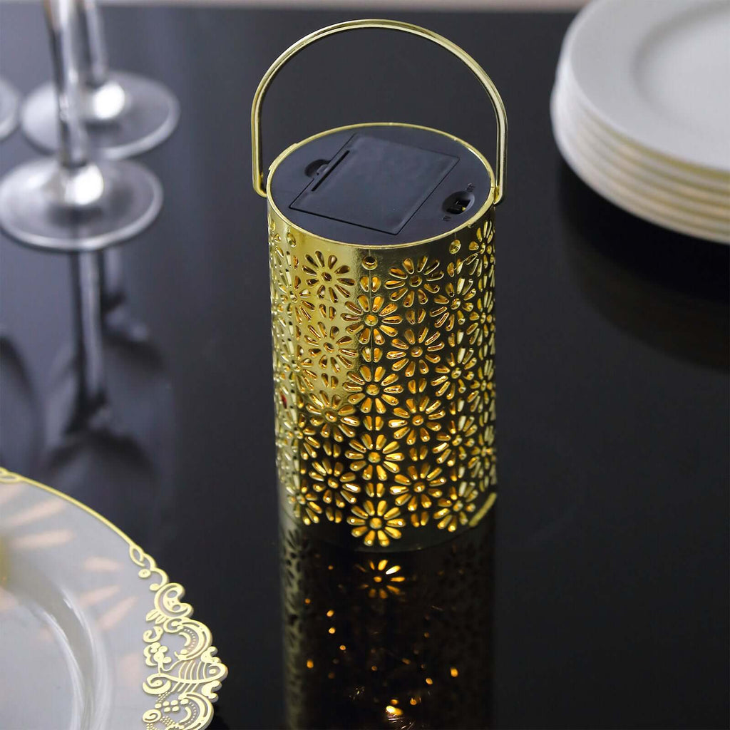 3 - Pack LED Decorative Hanging Lanterns Flower Design Gold - Battery Operated Lights 3"x5" - Bell Racket Store