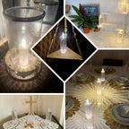 3 - Pack LED Flameless Candle Lamps Diamond Acrylic Design Clear Warm White - Battery Operated Pillars 6" - Bell Racket Store