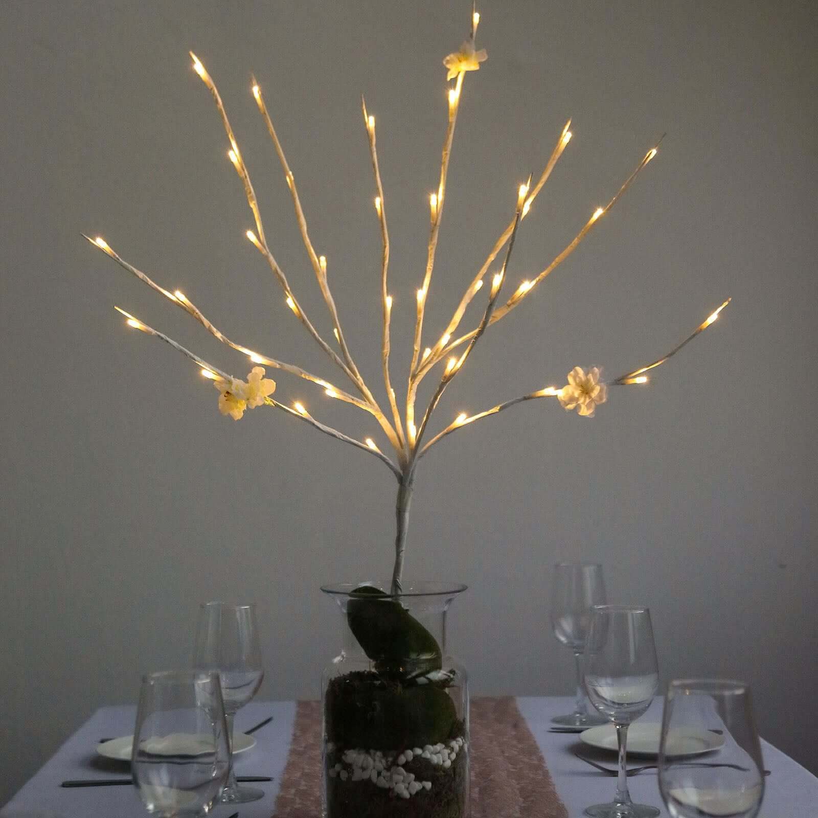 3 - Pack LED Lighted Branches Artificial White - Warm White Tree Twig Lights with 60 Bright LED Bulbs 28.5" - NestOCart