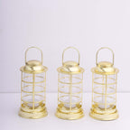 3 - Pack LED Tealight Candles Decorative Gold - Battery Operated Mini Lantern Lamps 7" - Bell Racket Store