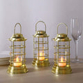 3 - Pack LED Tealight Candles Decorative Gold - Battery Operated Mini Lantern Lamps 7" - Bell Racket Store