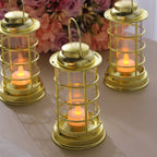 3 - Pack LED Tealight Candles Decorative Gold - Battery Operated Mini Lantern Lamps 7" - Bell Racket Store
