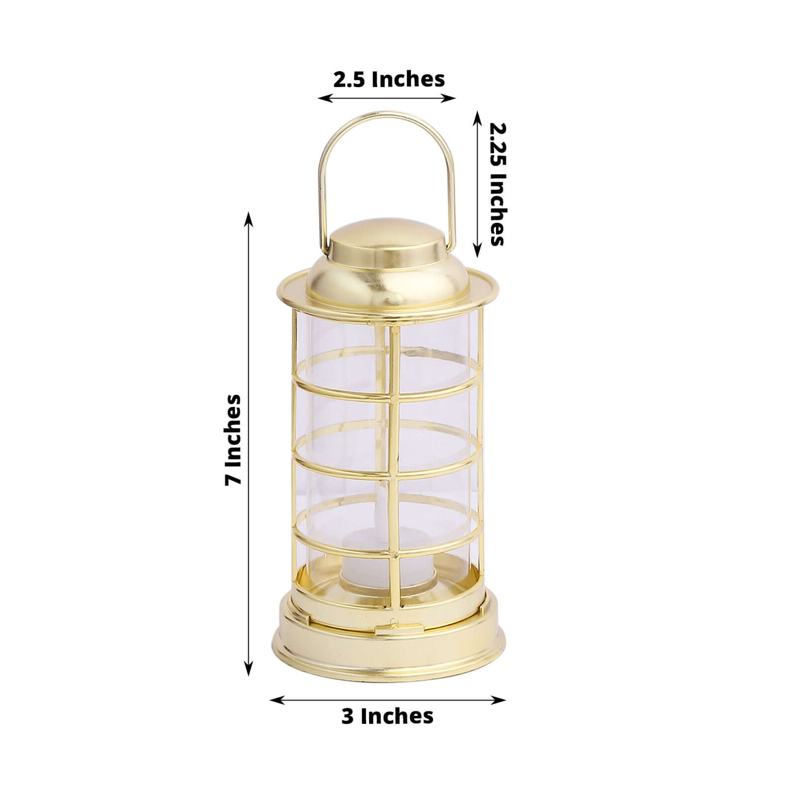 3 - Pack LED Tealight Candles Decorative Gold - Battery Operated Mini Lantern Lamps 7" - Bell Racket Store