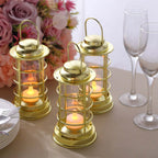 3 - Pack LED Tealight Candles Decorative Gold - Battery Operated Mini Lantern Lamps 7" - Bell Racket Store