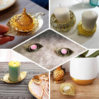 3 - Pack Metal Votive Candle Holders Maple Leaf Design Shiny Gold - Vintage Mini Tea Cup Saucers 5" - Bell Racket Store