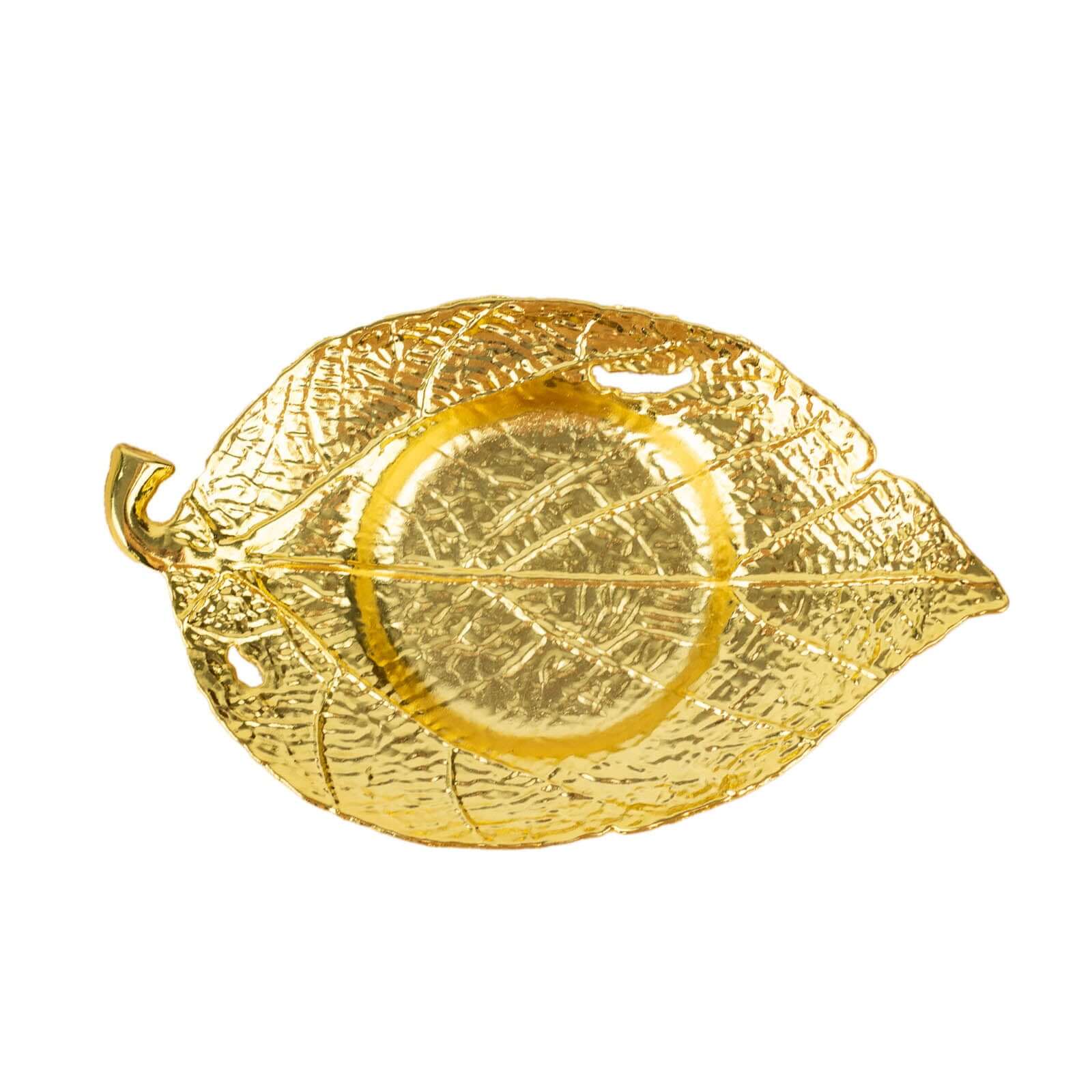 3 - Pack Metal Votive Candle Holders Maple Leaf Design Shiny Gold - Vintage Mini Tea Cup Saucers 5" - Bell Racket Store