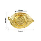 3 - Pack Metal Votive Candle Holders Maple Leaf Design Shiny Gold - Vintage Mini Tea Cup Saucers 5" - Bell Racket Store