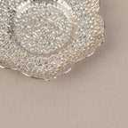 3 - Pack Metal Votive Candle Holders Plum Blossom Design Shiny Silver - Vintage Mini Tea Cup Saucers 4" - Bell Racket Store