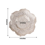 3 - Pack Metal Votive Candle Holders Plum Blossom Design Shiny Silver - Vintage Mini Tea Cup Saucers 4" - Bell Racket Store