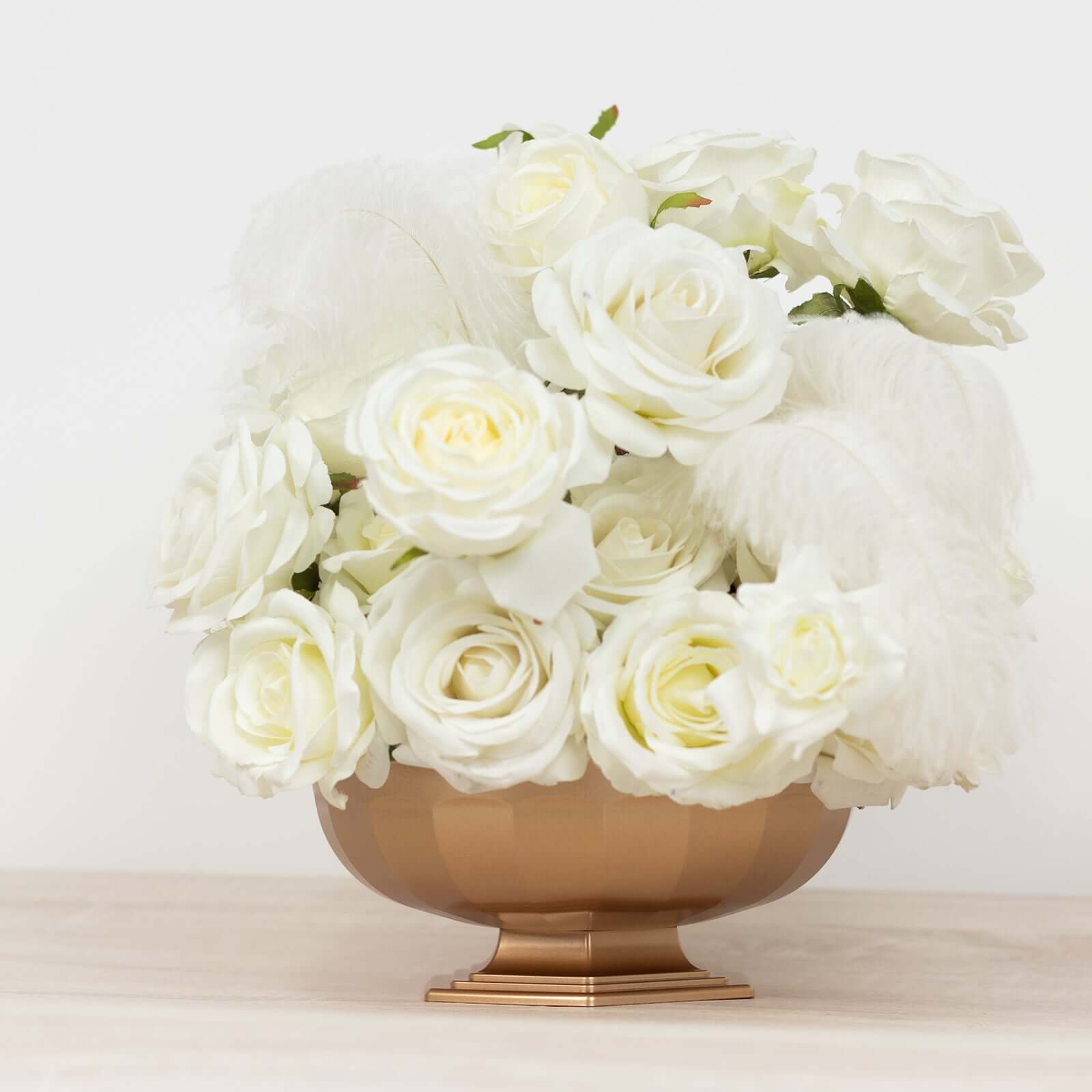 3 - Pack Plastic Footed Compote Bowl Flower Vases Roman Style Gold - Round Decorative Pedestal Table Centerpieces 10" - Bell Racket Store