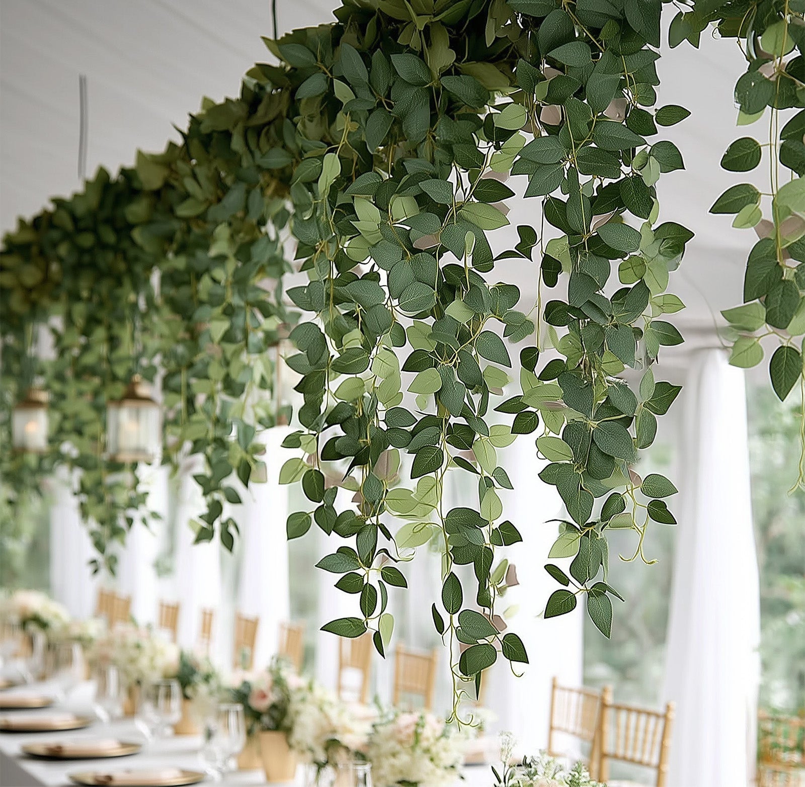 3 - Pack Silk Rose Leaf Hanging Plants 40" â€“ Realistic Artificial Greenery Vines for Home, Patio & Event Styling - Bell Racket Store