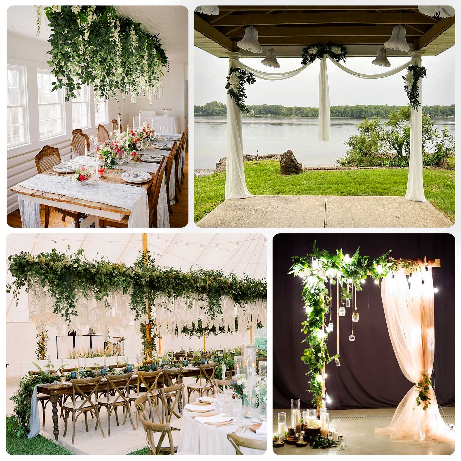 3 - Pack Silk Rose Leaf Hanging Plants 40" â€“ Realistic Artificial Greenery Vines for Home, Patio & Event Styling - Bell Racket Store