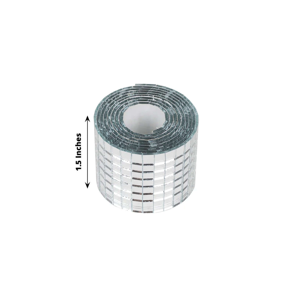 3 Pack Silver Self - Adhesive Glass Mirrors Mosaic Rolls, 9ft Mini Square Real Glass Mirror Tiles Stickers - Bell Racket Store