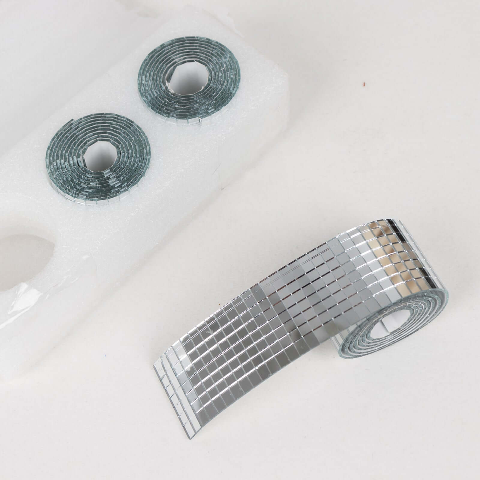 3 Pack Silver Self - Adhesive Glass Mirrors Mosaic Rolls, 9ft Mini Square Real Glass Mirror Tiles Stickers - Bell Racket Store