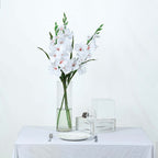 3 Stems 36" Tall White Artificial Silk Gladiolus Flower Spray Bush