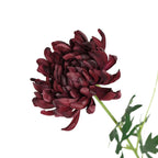 3 Stems Burgundy 27" Artificial Silk Chrysanthemum Bouquet Flowers, Large Faux Mum Branches - Bell Racket Store