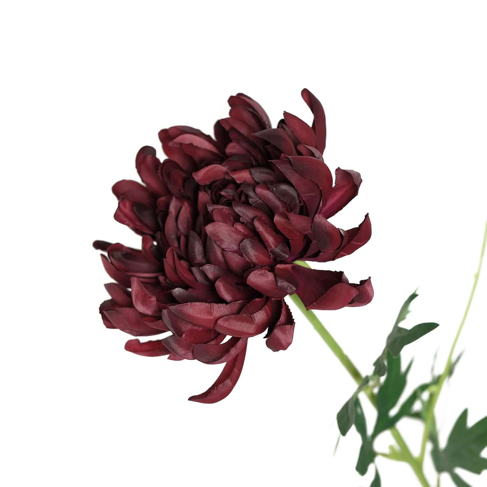 3 Stems Burgundy 27" Artificial Silk Chrysanthemum Bouquet Flowers, Large Faux Mum Branches - Bell Racket Store
