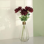 3 Stems Burgundy 27" Artificial Silk Chrysanthemum Bouquet Flowers, Large Faux Mum Branches - Bell Racket Store