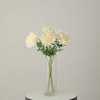3 Stems Ivory 27" Artificial Silk Chrysanthemum Bouquet Flowers, Large Faux Mum Branches - Bell Racket Store