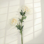 3 Stems Ivory 27" Artificial Silk Chrysanthemum Bouquet Flowers, Large Faux Mum Branches - Bell Racket Store