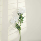 3 Stems White 27" Artificial Silk Chrysanthemum Bouquet Flowers, Large Faux Mum Branches - Bell Racket Store