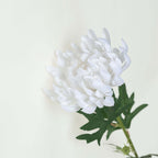3 Stems White 27" Artificial Silk Chrysanthemum Bouquet Flowers, Large Faux Mum Branches - Bell Racket Store
