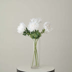 3 Stems White 27" Artificial Silk Chrysanthemum Bouquet Flowers, Large Faux Mum Branches - Bell Racket Store