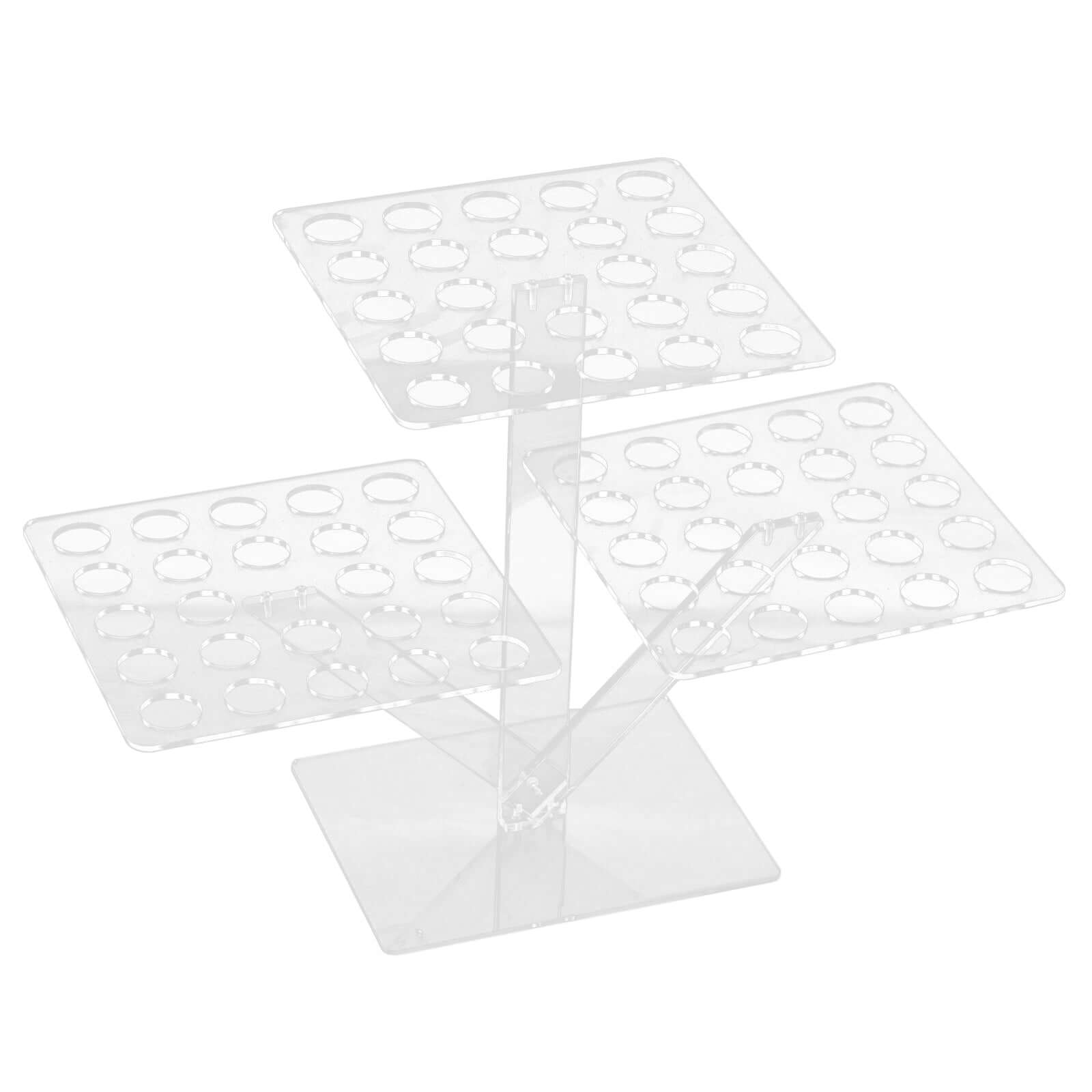 3 - Tier Acrylic Square Ice Cream Cone Holder Clear - Foldable Multi - Purpose Dessert Display Stand with 72 - Slots for Stylish Food Presentation 18" Tall - Bell Racket Store