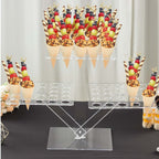3 - Tier Acrylic Square Ice Cream Cone Holder Clear - Foldable Multi - Purpose Dessert Display Stand with 72 - Slots for Stylish Food Presentation 18" Tall - Bell Racket Store