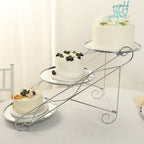 3 - Tier Cake Stand Cascading Design with Round Mirror Trays Silver - Dessert Display and Serving Platter Metal 16"x19" - Bell Racket Store