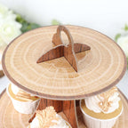 3 - Tier Cardboard Cupcake Stand Natural Wood Plank Print - Reusable Dessert Table Display Tower for Classy Birthday Wedding Party Decoration 14" - Bell Racket Store
