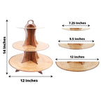 3 - Tier Cardboard Cupcake Stand Natural Wood Plank Print - Reusable Dessert Table Display Tower for Classy Birthday Wedding Party Decoration 14" - Bell Racket Store
