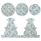 3 - Tier Cardboard Cupcake Stand White with Green Eucalyptus Leaves Pattern - Reusable Dessert Display Stand Round Serving Platter for High - Tea Gatherings Weddings & Spring Celebrations 11" - Bell Racket Store