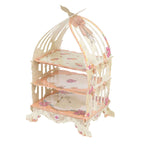 3 Tier Cardboard Cupcake Stand White/Peach Birdcage Style - Charming Reusable Cake Display Holder with Floral Print for Dessert Bars Afternoon Teas & Party Decor 18" - Bell Racket Store